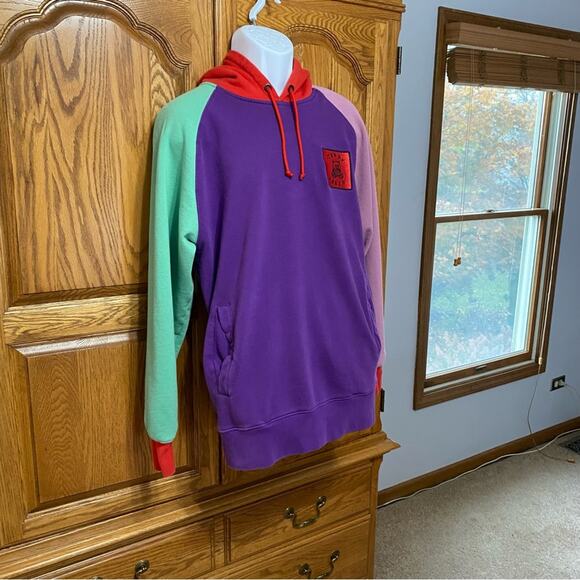 TEDDY FRESH Sweatshirt Mens Large Hoodie Color Block Hooded Pockets Multicolor - Picture 11 of 16